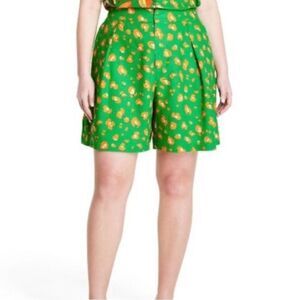 Tabitha Brown X Target Linen Blend Green & Orange Leopard Short